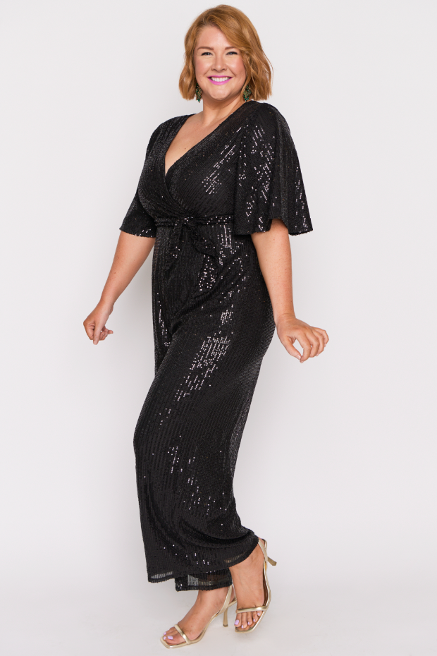 Skyla Black Sequins Party Jumpsuit – Black Sequins jumpsuit