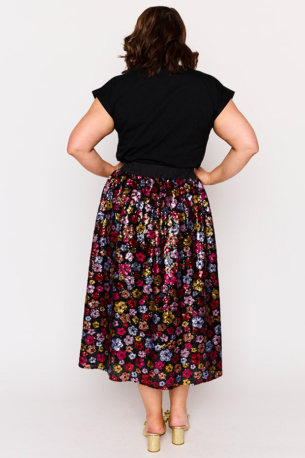 Eras Sunset Flower Sequin Skirt – Sunset Flower Sequin midi skirt