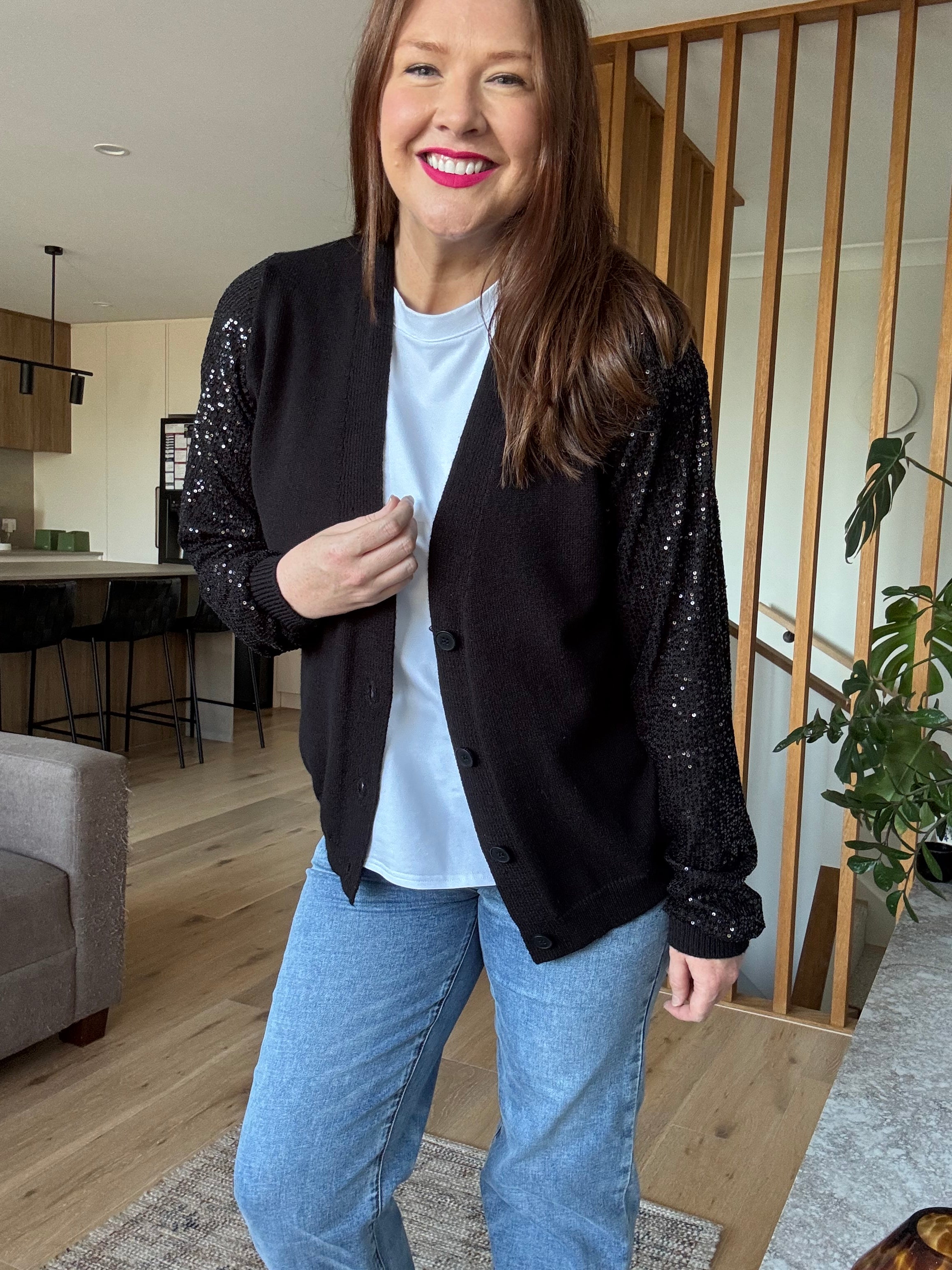 Sloane Black Cardi – Black knit jumper