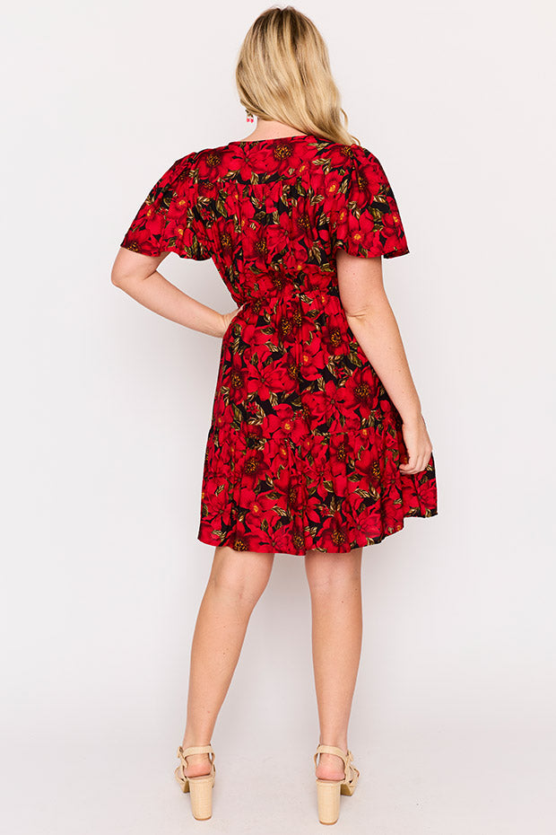 Leena Crimson Christmas Dress – Crimson Christmas knee length dress