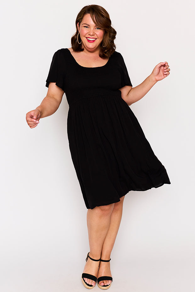Merida Black Dress – Black knee length dress