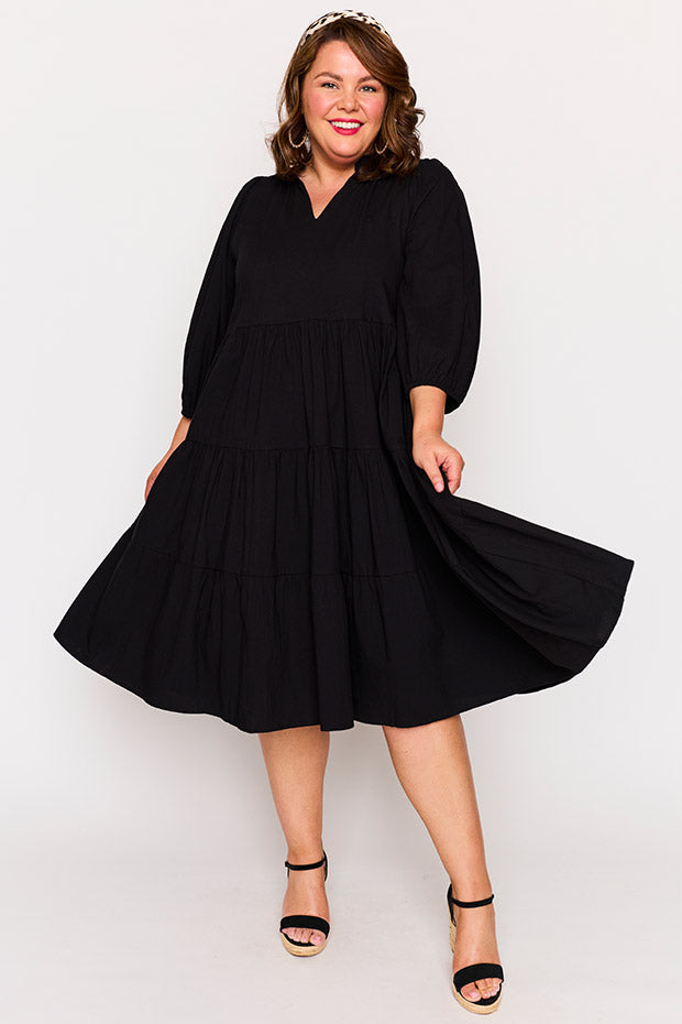 Crystal Black Dress – Black midi dress