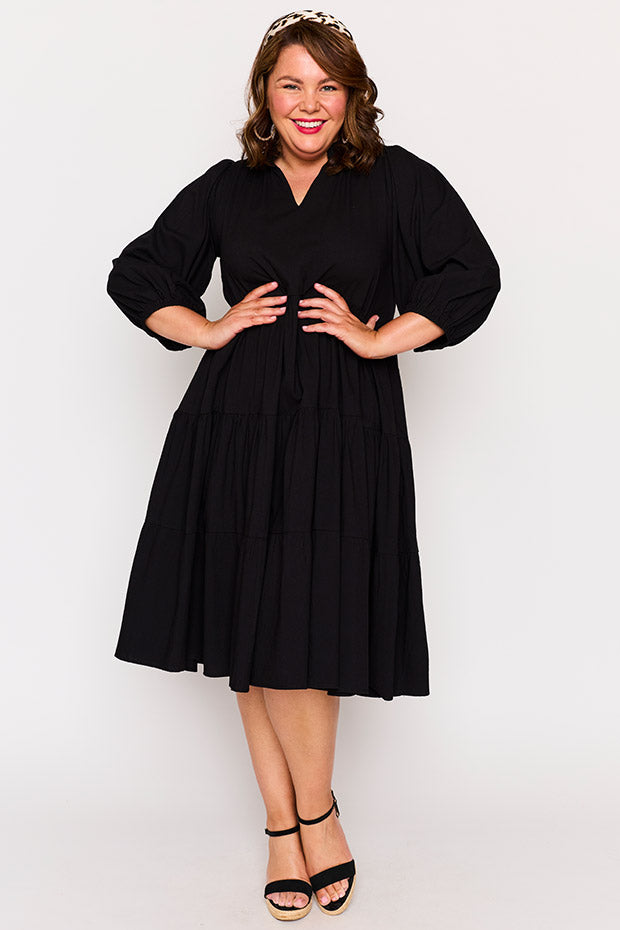 Crystal Black Dress – Black midi dress