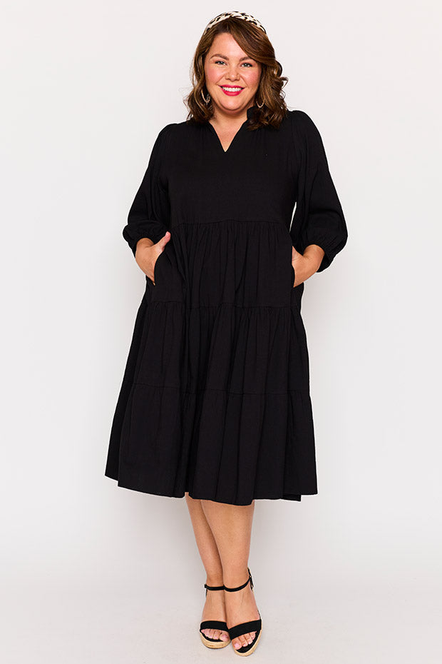 Crystal Black Dress – Black midi dress