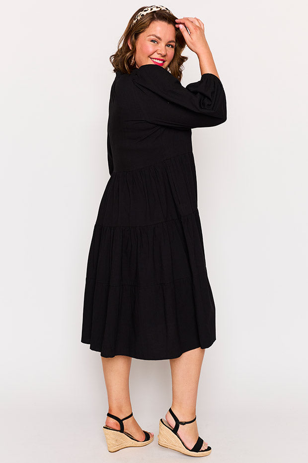 Crystal Black Dress – Black midi dress