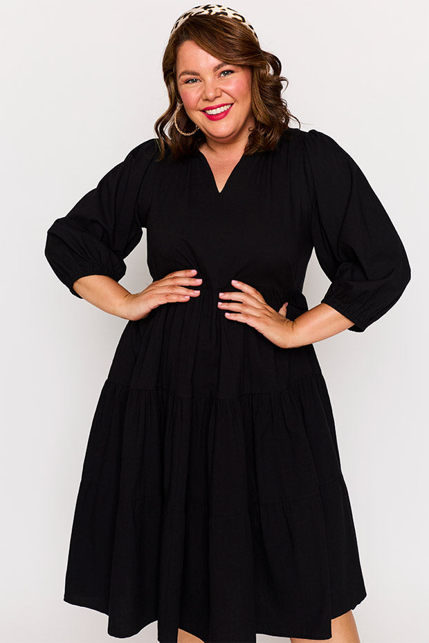 Crystal Black Dress – Black midi dress
