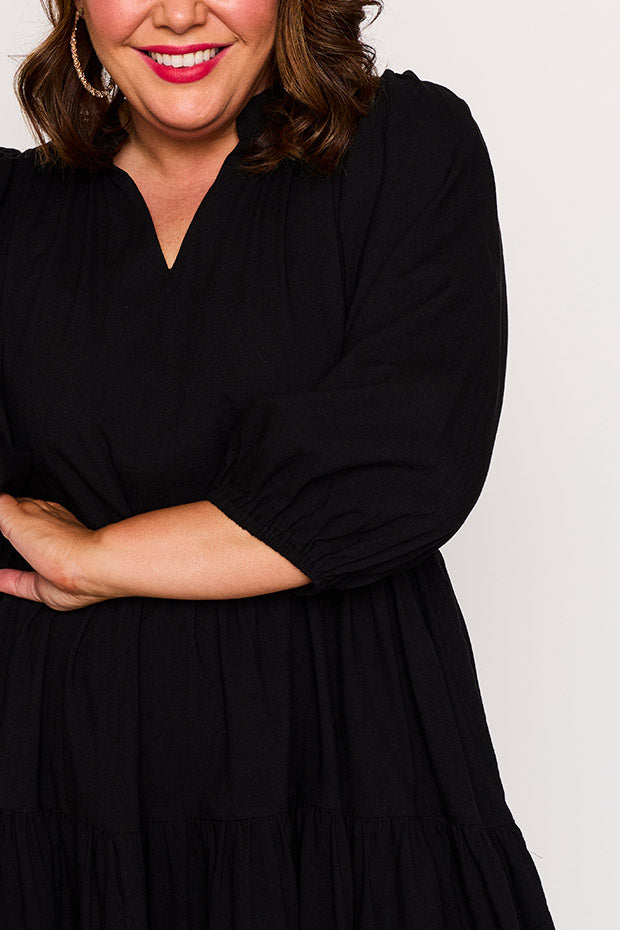 Crystal Black Dress – Black midi dress
