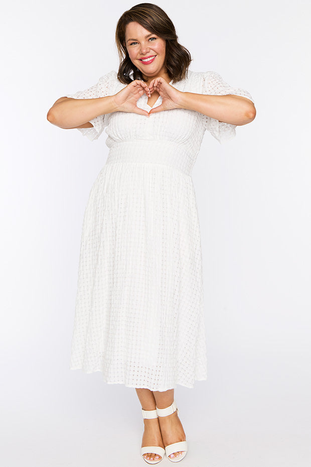 Mable White Dress – White midi dress