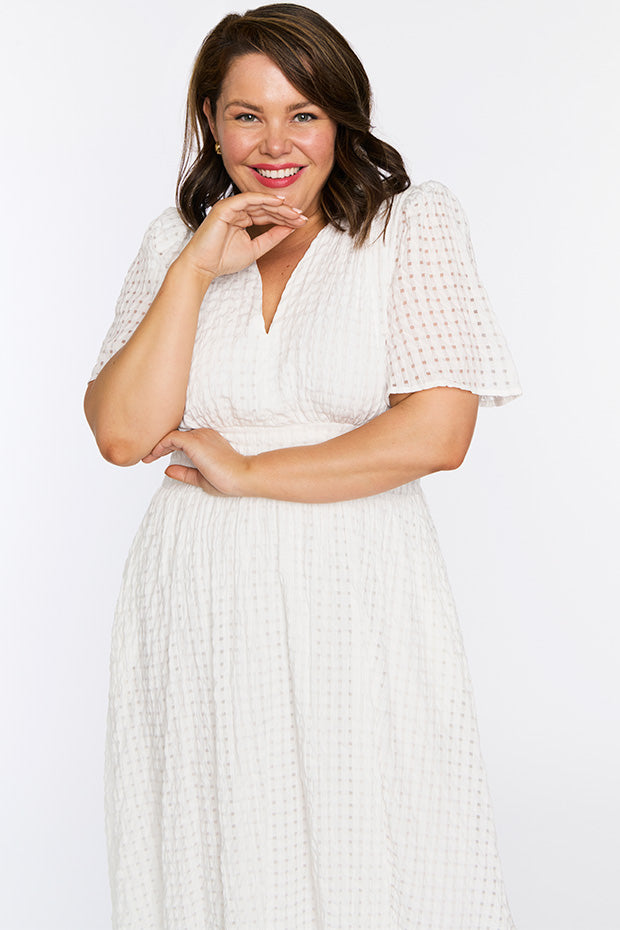 Mable White Dress – White midi dress