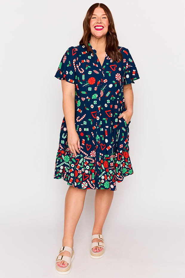 Lucette Candy Crush Christmas Dress – Candy Crush Christmas midi dress
