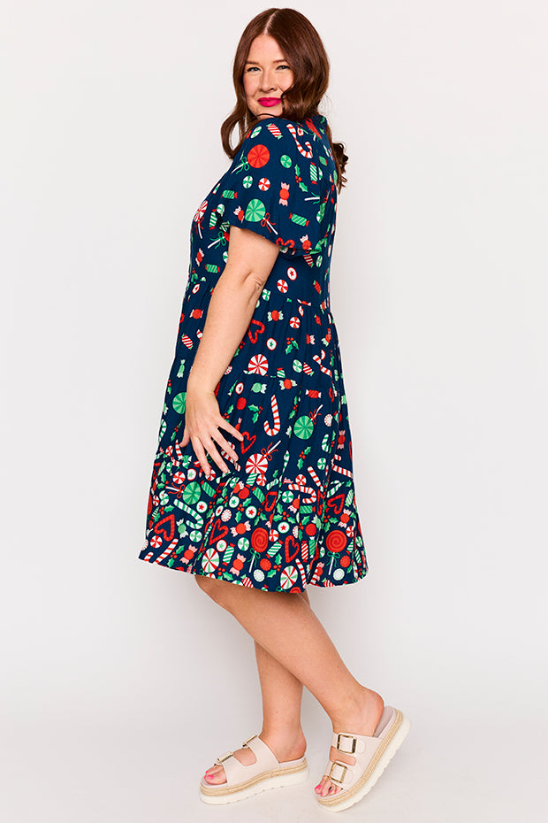 Lucette Candy Crush Christmas Dress – Candy Crush Christmas midi dress