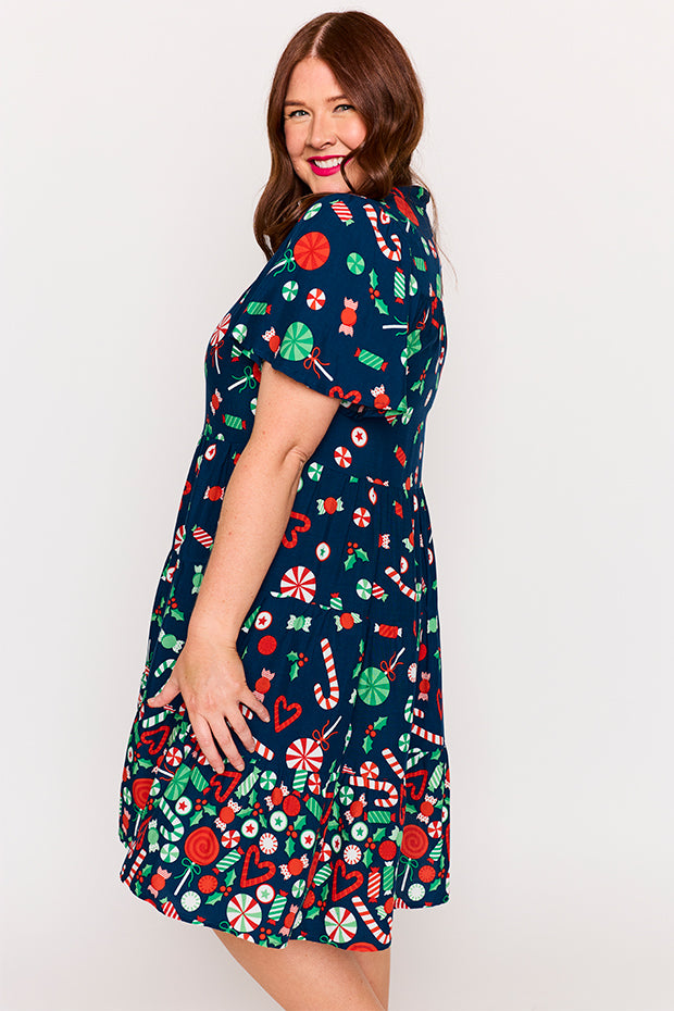 Lucette Candy Crush Christmas Dress – Candy Crush Christmas midi dress