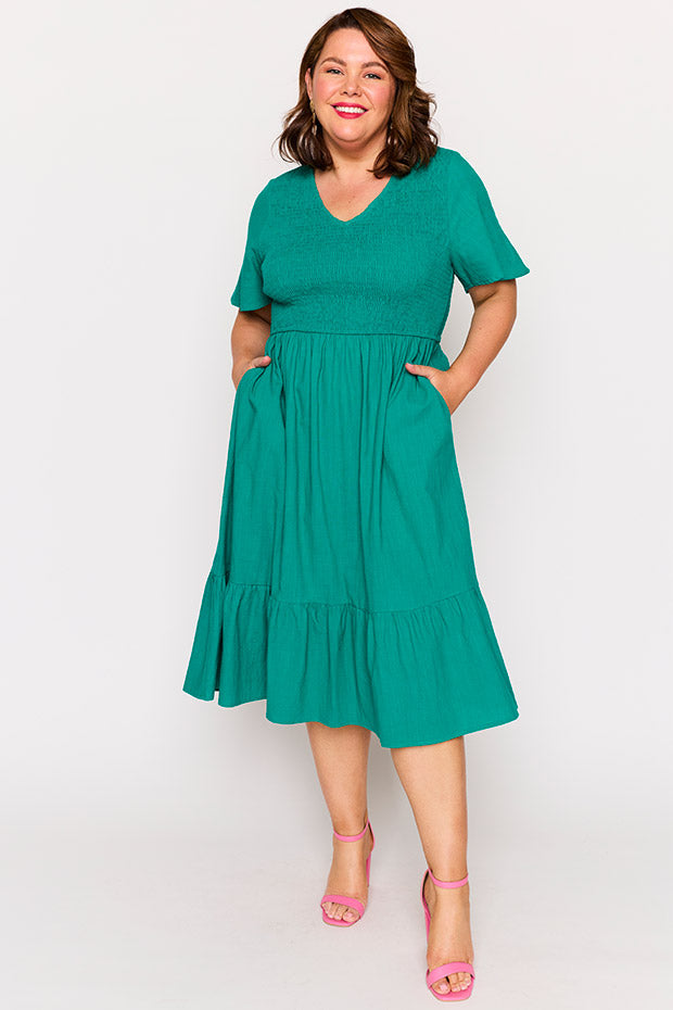 Lila Teal Dress – Teal midi dress