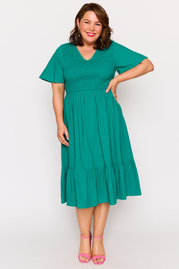 Lila Teal Dress – Teal midi dress