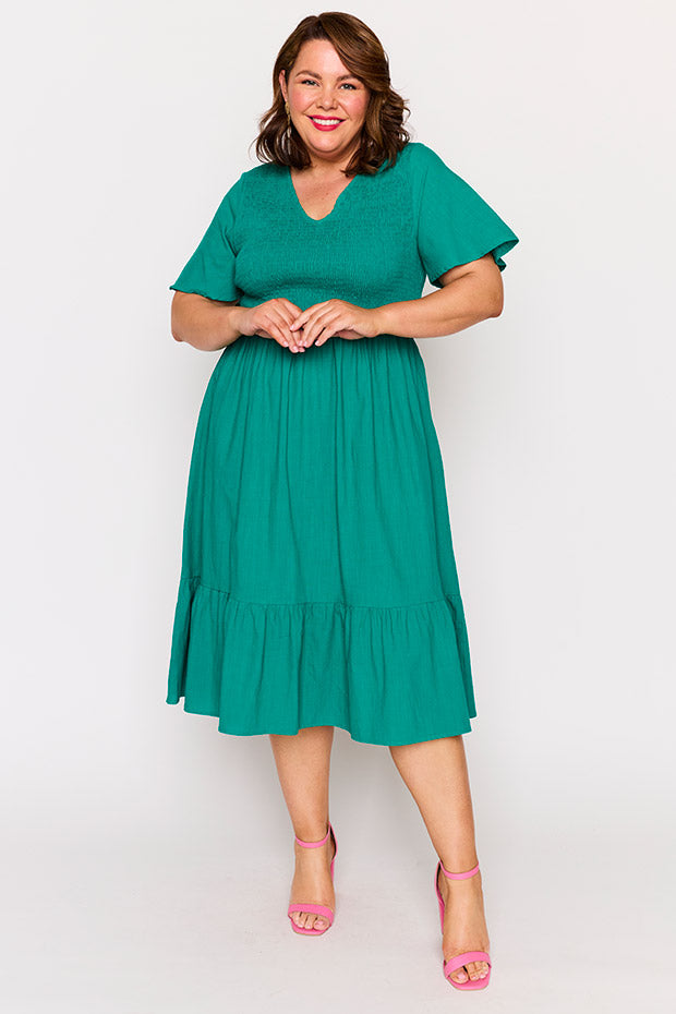 Lila Teal Dress – Teal midi dress