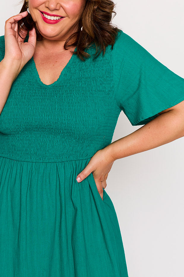Lila Teal Dress – Teal midi dress