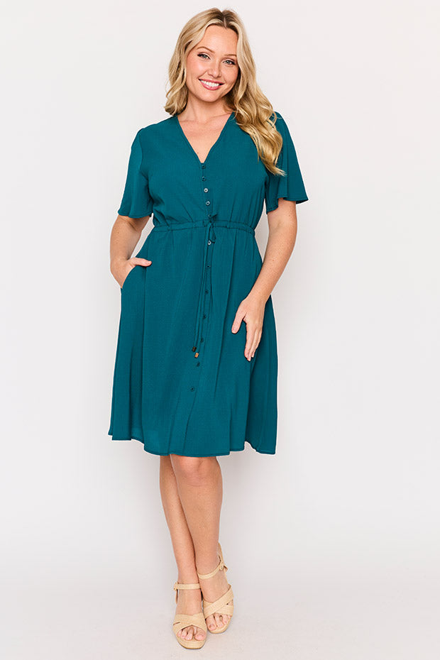 Siena Teal Dress – Teal knee length dress