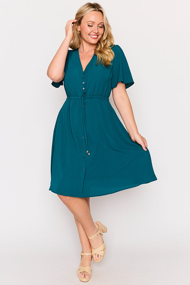 Siena Teal Dress – Teal knee length dress