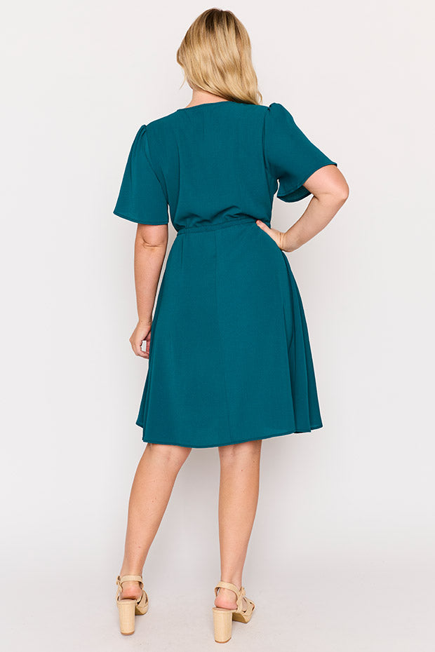 Siena Teal Dress – Teal knee length dress