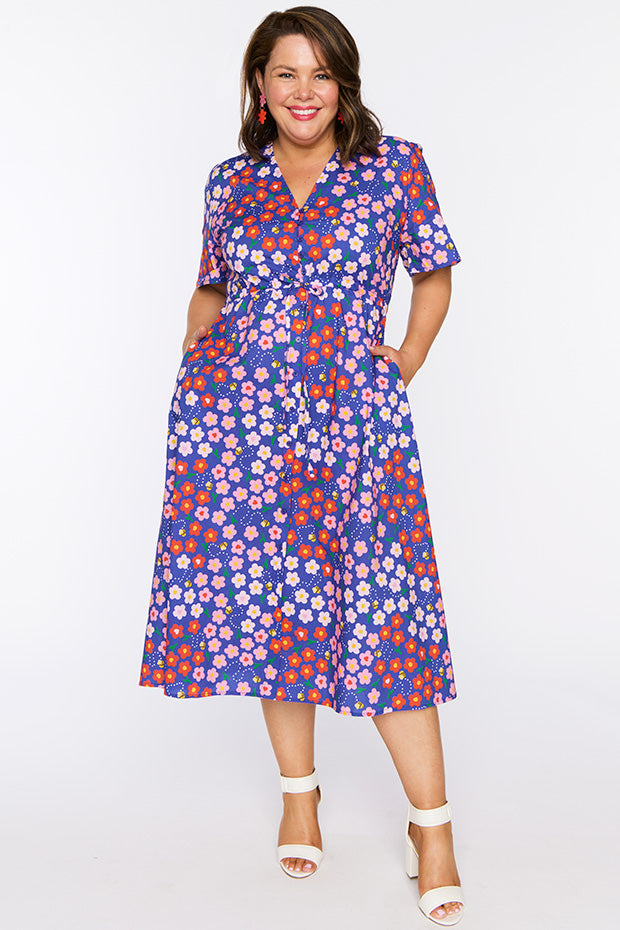 Marley Cotton Cute Daisy Bee Dress – Cute Daisy Bee midi dress