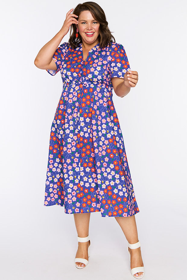 Marley Cotton Cute Daisy Bee Dress – Cute Daisy Bee midi dress