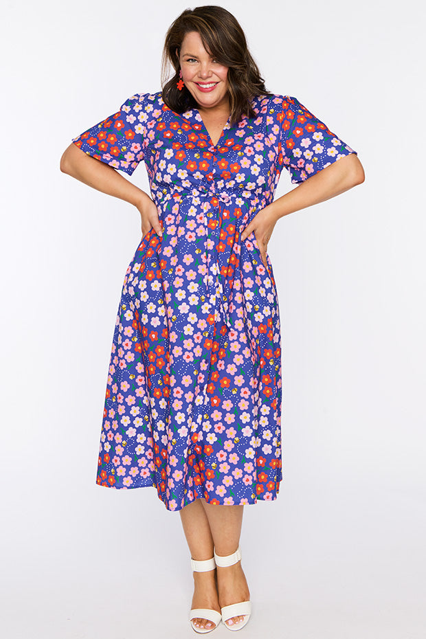 Marley Cotton Cute Daisy Bee Dress – Cute Daisy Bee midi dress