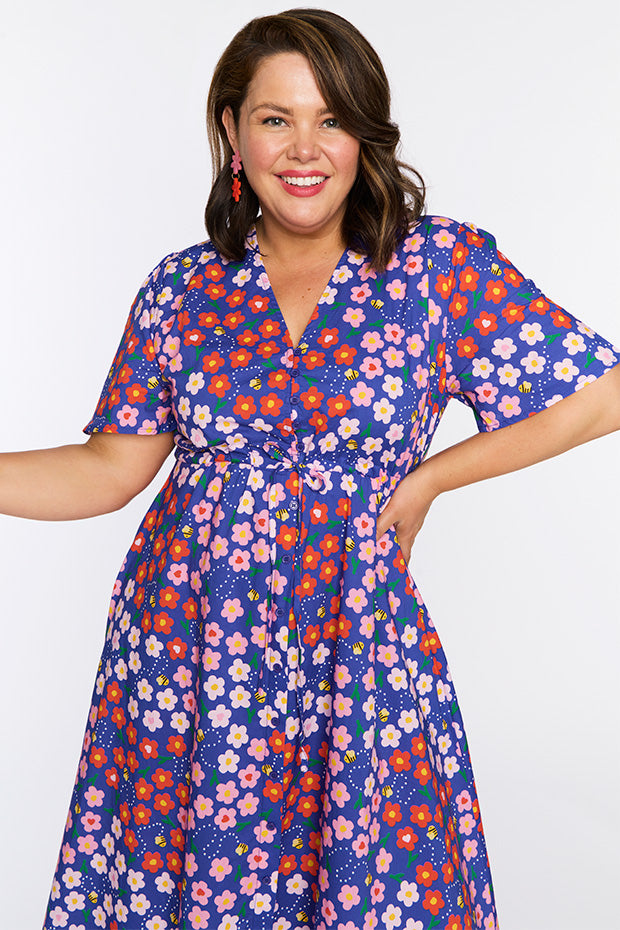 Marley Cotton Cute Daisy Bee Dress – Cute Daisy Bee midi dress