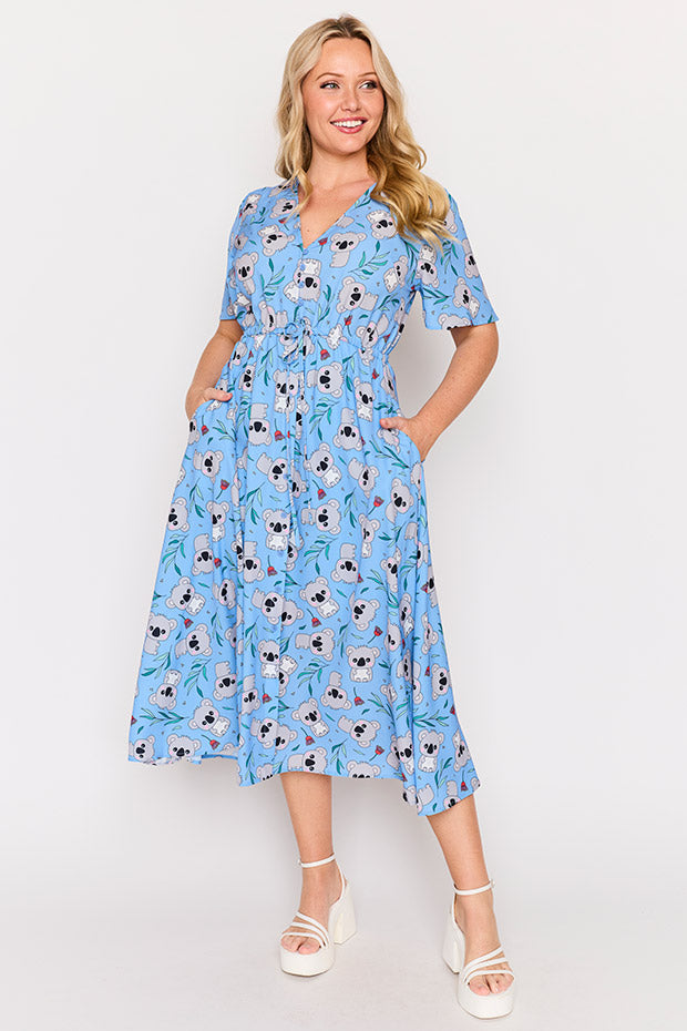Marley Blue Koalas Dress – Blue Koalas midi dress