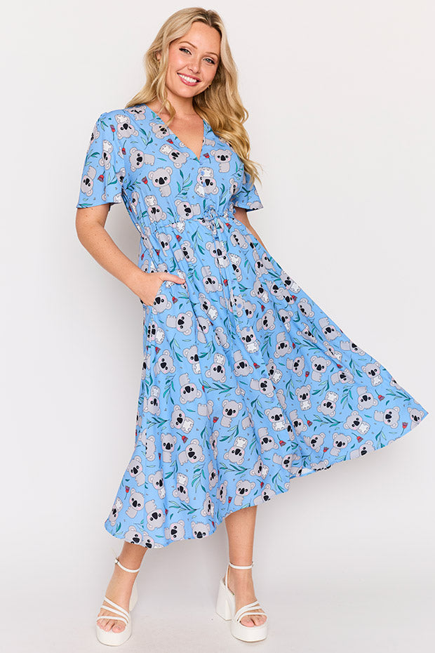 Marley Blue Koalas Dress – Blue Koalas midi dress