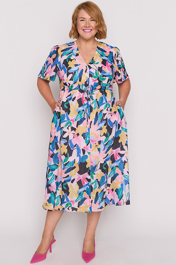 Kristina Colour Block Garden Dress – Colour Block Garden midi dress
