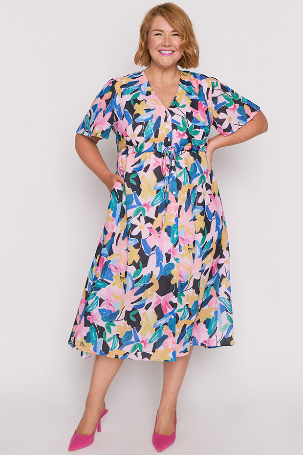 Kristina Colour Block Garden Dress – Colour Block Garden midi dress