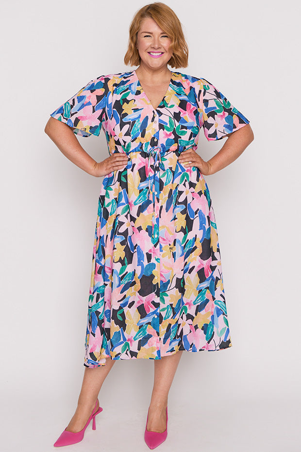 Kristina Colour Block Garden Dress – Colour Block Garden midi dress