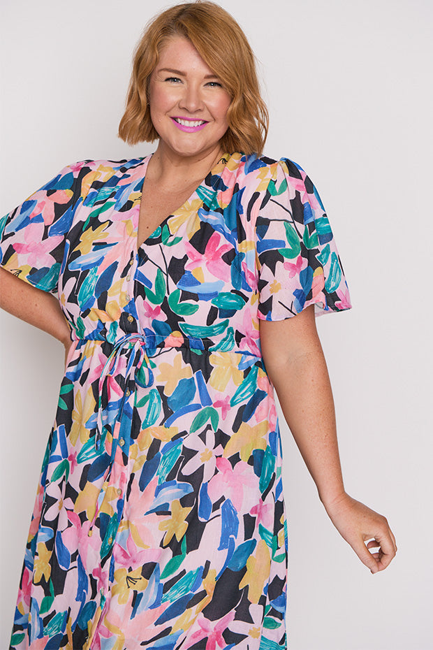 Kristina Colour Block Garden Dress – Colour Block Garden midi dress