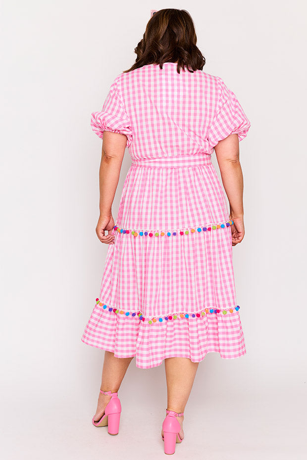 Tina Pink Gingham Dress – Pink Gingham midi dress