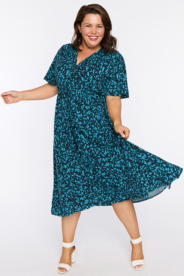 Michelle Teal Dash Dress – Teal Dash midi dress
