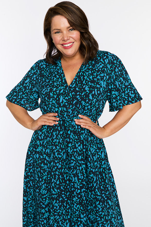 Michelle Teal Dash Dress – Teal Dash midi dress