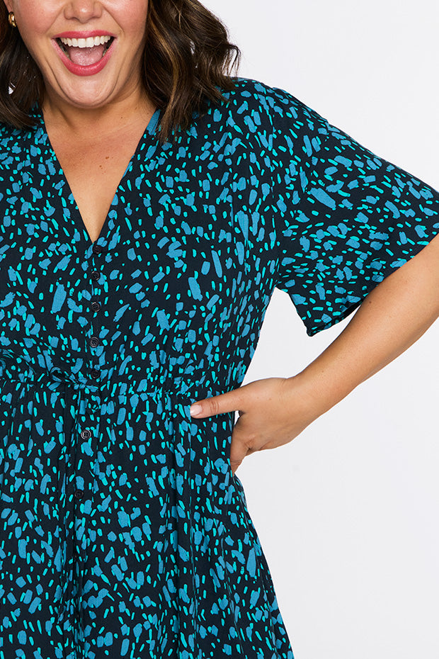 Michelle Teal Dash Dress – Teal Dash midi dress