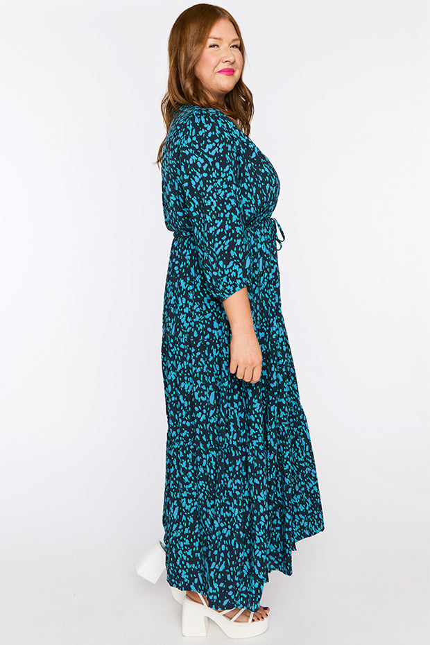 Adeline Teal Dash Dress – Teal Dash maxi dress