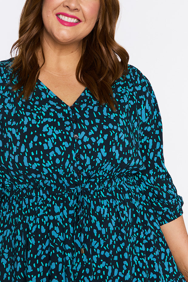 Adeline Teal Dash Dress – Teal Dash maxi dress
