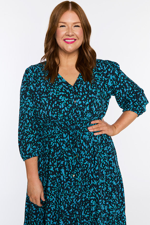 Adeline Teal Dash Dress – Teal Dash maxi dress