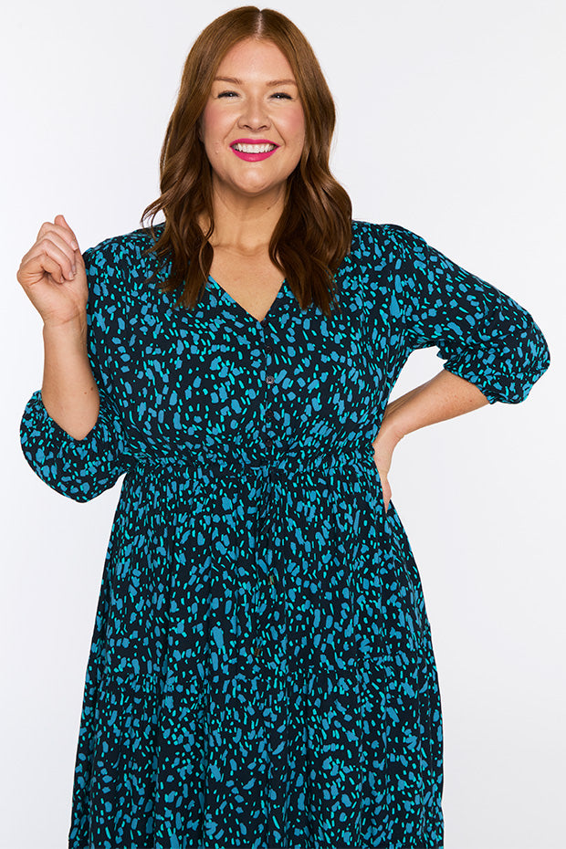 Adeline Teal Dash Dress – Teal Dash maxi dress