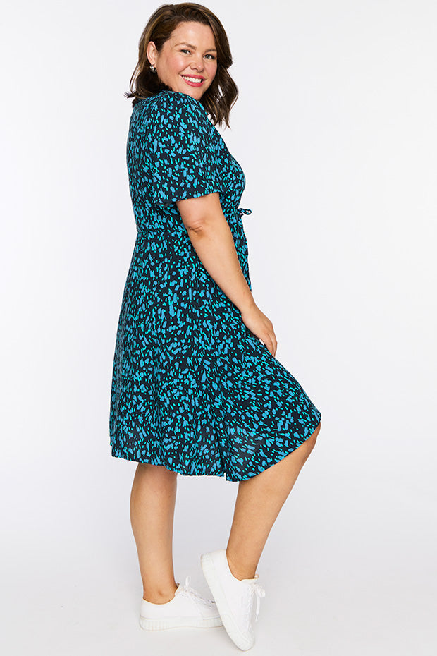 Jaz Teal Dash Dress – Teal Dash knee length dress