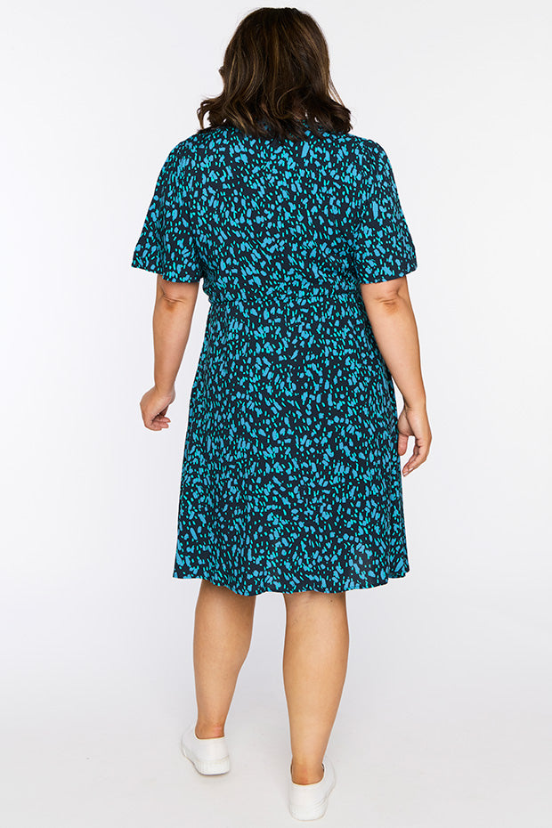 Jaz Teal Dash Dress – Teal Dash knee length dress