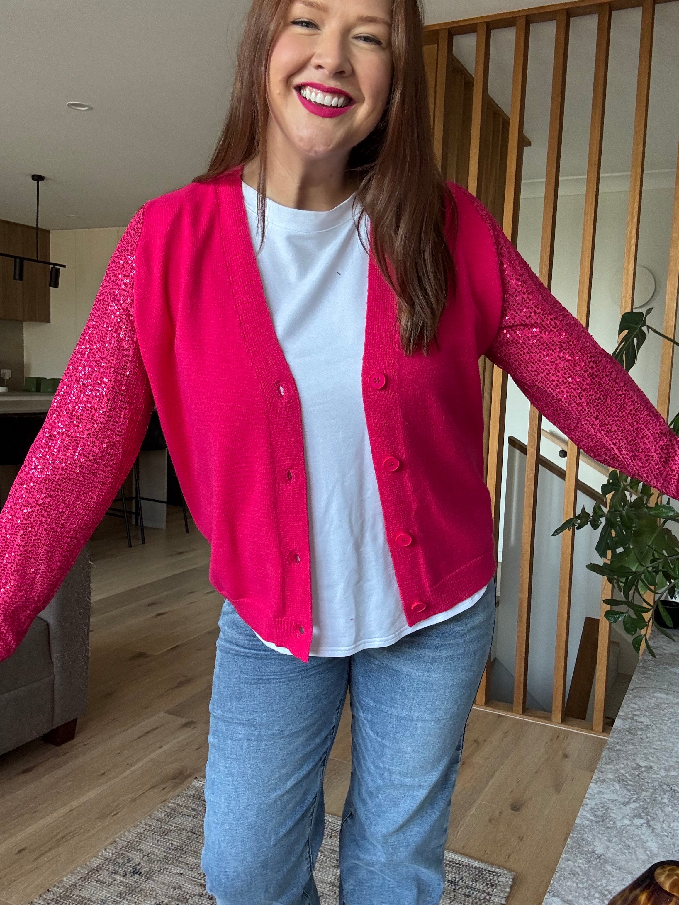 Sloane Pink Cardi – Pink knit jumper