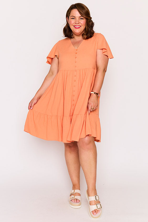 Mikey Coral Dress – Coral knee length dress
