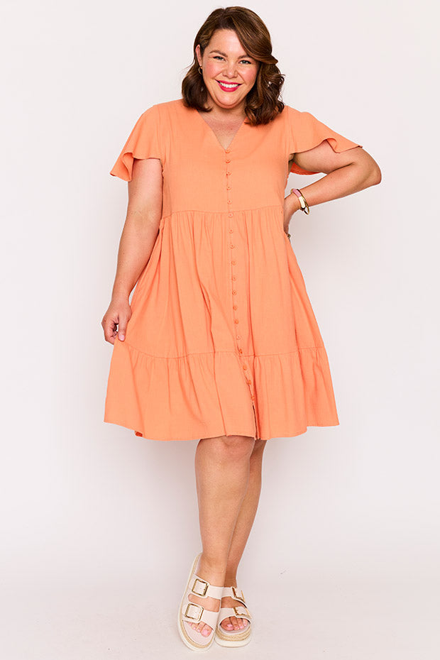 Mikey Coral Dress – Coral knee length dress