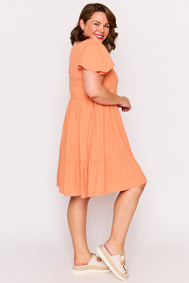 Mikey Coral Dress – Coral knee length dress