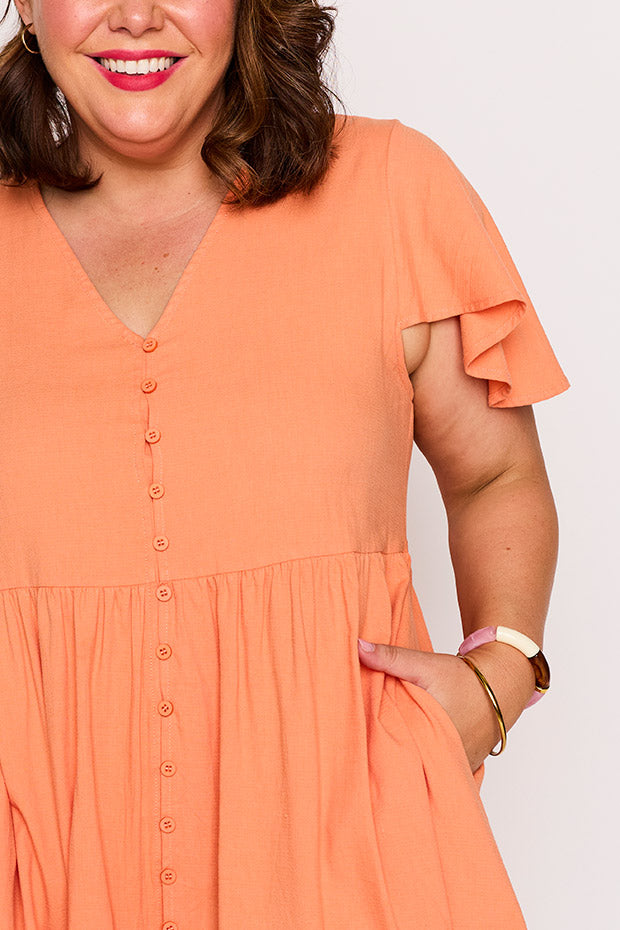 Mikey Coral Dress – Coral knee length dress