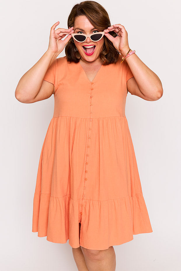 Mikey Coral Dress – Coral knee length dress