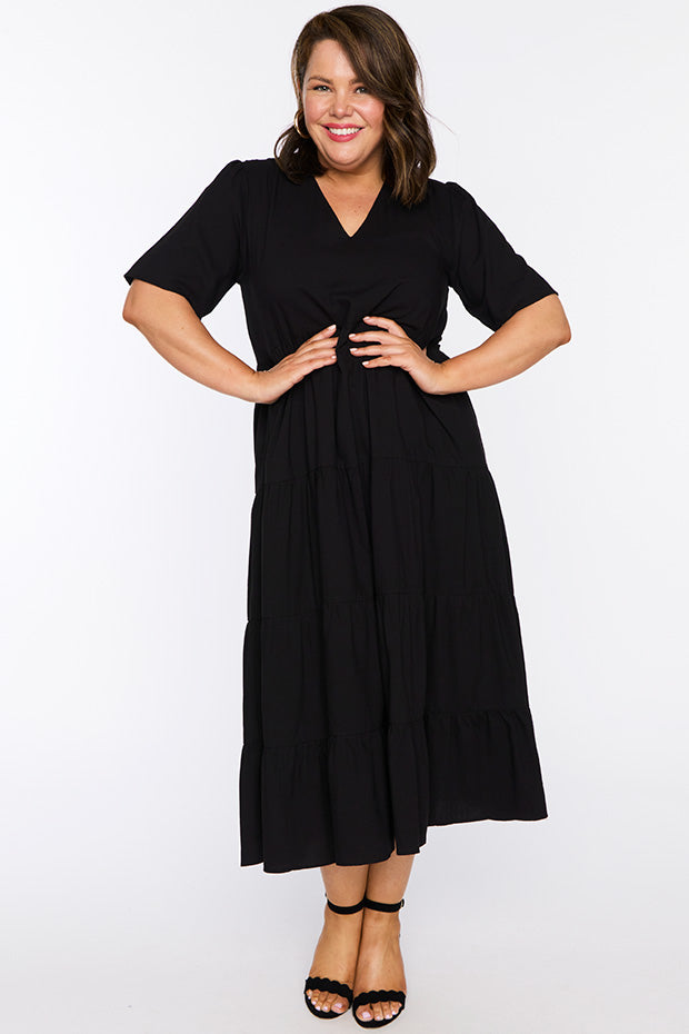 Mollie Black Dress – Black midi dress